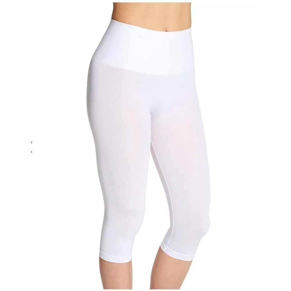NEW MeMoi Large SlimMe High‎ Waist Capri Shapewear White Nylon & Spandex